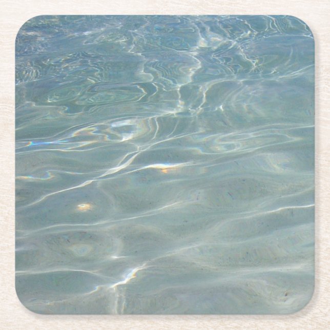 Caribbean Water Abstract Blue Nature Square Paper Coaster (Front)