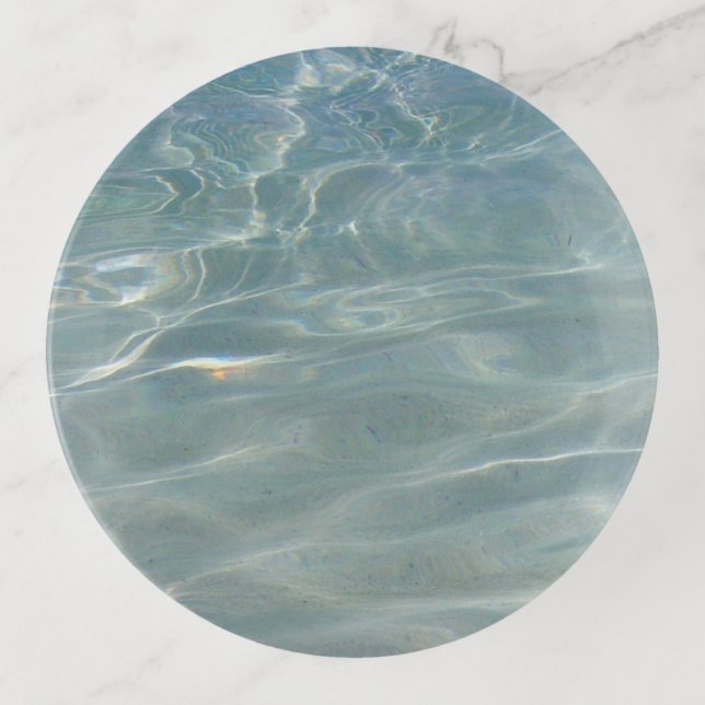 Caribbean Water Abstract Blue Nature Trinket Tray (Front)