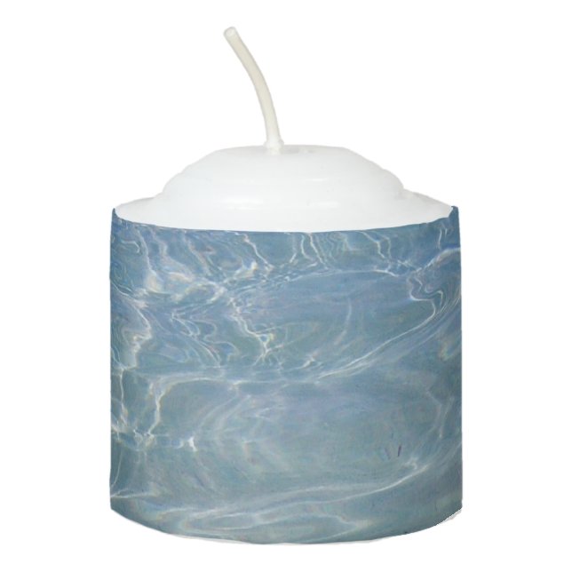 Caribbean Water Abstract Blue Nature Votive Candle (Front)