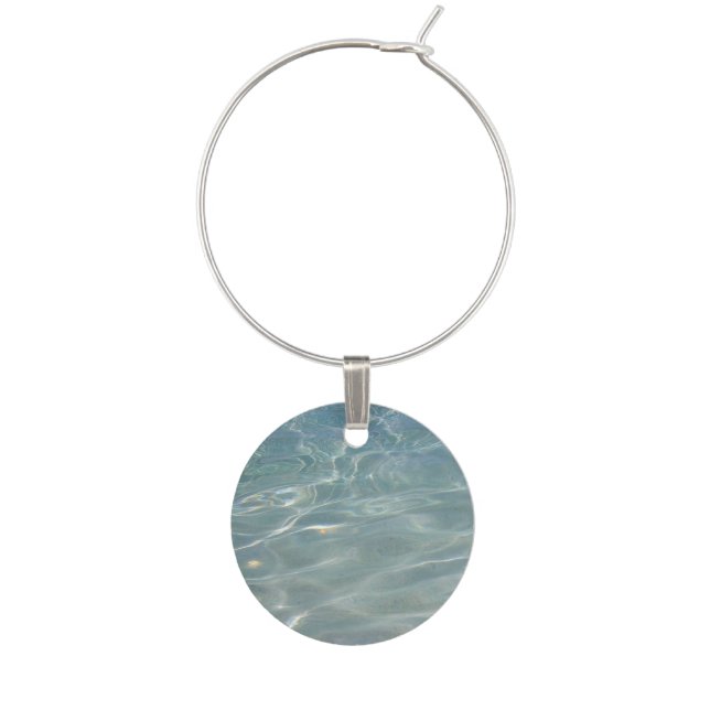 Caribbean Water Abstract Blue Nature Wine Charm (Front)