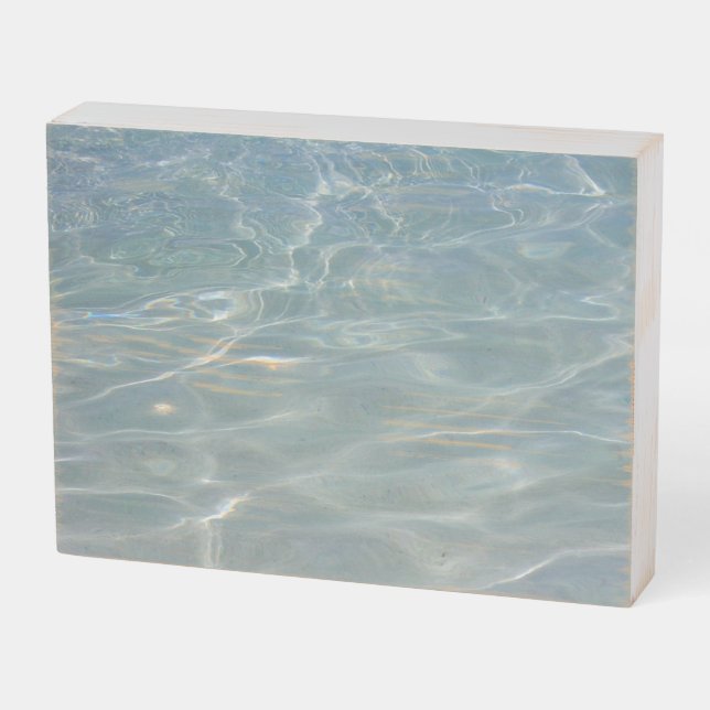 Caribbean Water Abstract Blue Nature Wooden Box Sign (Angled Horizontal)