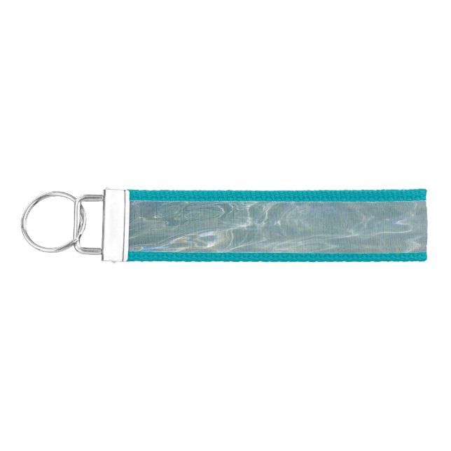 Caribbean Water Abstract Blue Nature Wrist Keychain (Keys on Left)