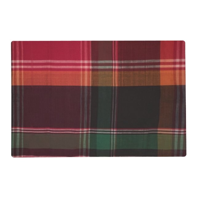 Caribbean West Indies Madras Plaid Pattern  Placemat (Front)