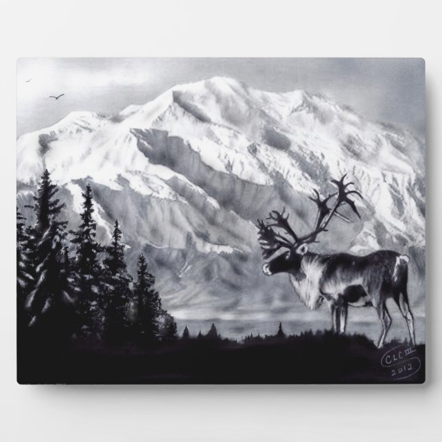 Caribou and Mountains Plaque (Front)