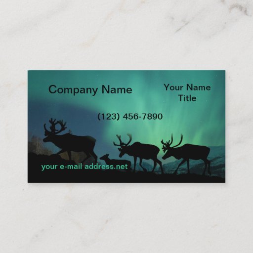 Customizable Caribou and Northern Lights Business Card