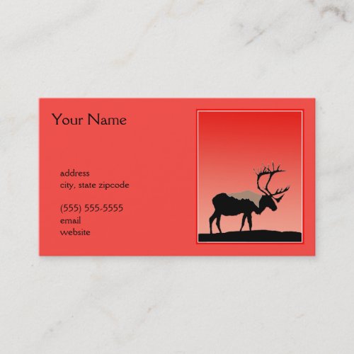 Caribou at Sunset  _ Original Wildlife Art Business Card