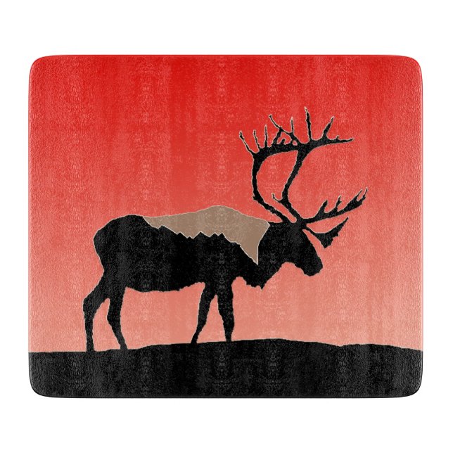 Caribou at Sunset  - Original Wildlife Art Cutting Board (Front)