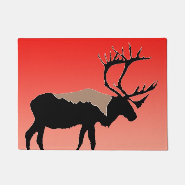 Caribou at Sunset  - Original Wildlife Art Doormat (Front)