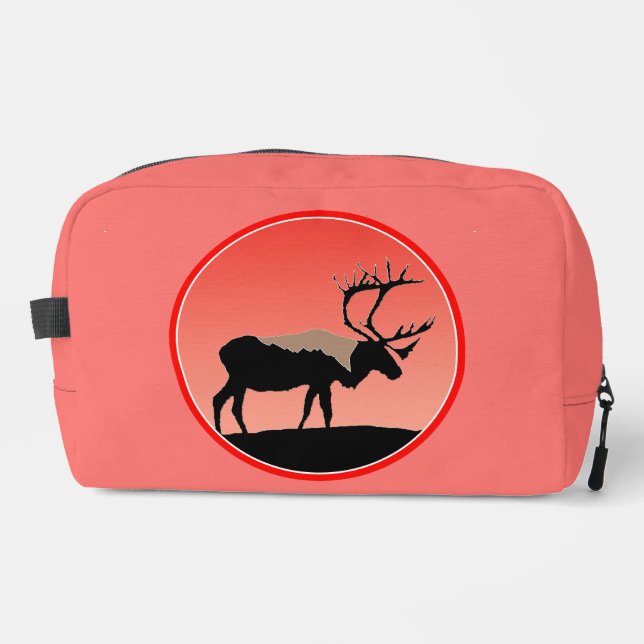 Caribou at Sunset  - Original Wildlife Art Dopp Kit (Front)