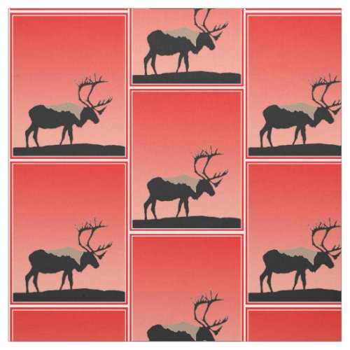 Caribou at Sunset  _ Original Wildlife Art Fabric