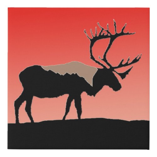 Caribou at Sunset  _ Original Wildlife Art Faux Canvas Print