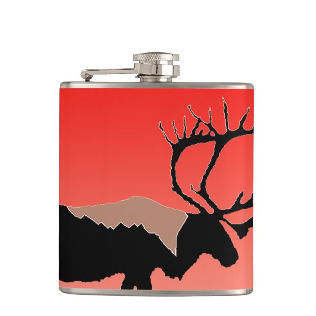 Caribou at Sunset  - Original Wildlife Art Flask (Front)