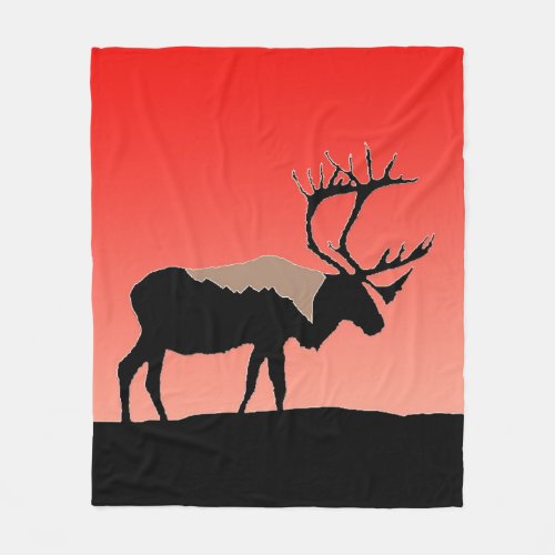 Caribou at Sunset  _ Original Wildlife Art Fleece Blanket
