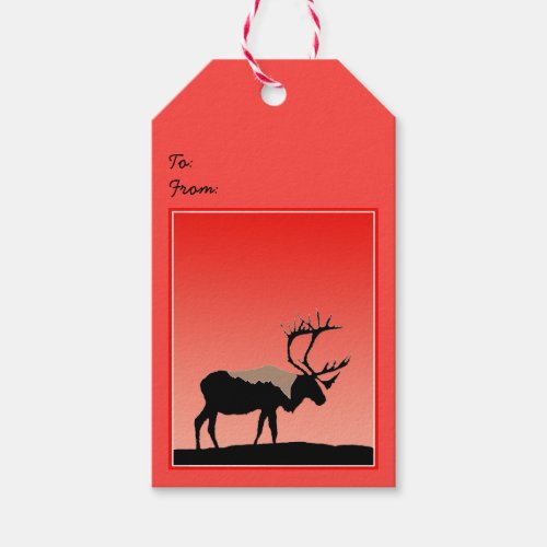 Caribou at Sunset  _ Original Wildlife Art Gift Tags