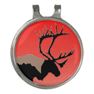 Caribou at Sunset - Original Wildlife Art Golf Hat Clip