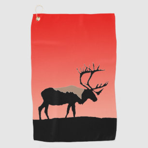 Caribou at Sunset - Original Wildlife Art Golf Towel
