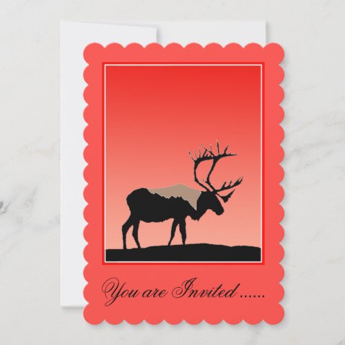 Caribou at Sunset  _ Original Wildlife Art Invitation