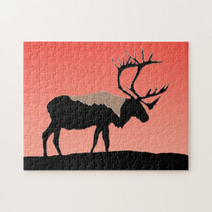 Caribou at Sunset - Original Wildlife Art Jigsaw Puzzle