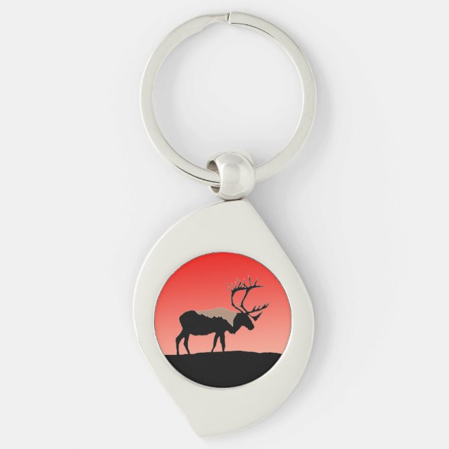 Caribou at Sunset  - Original Wildlife Art Keychain (Front)