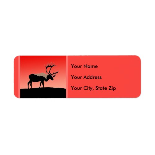 Caribou at Sunset  _ Original Wildlife Art Label