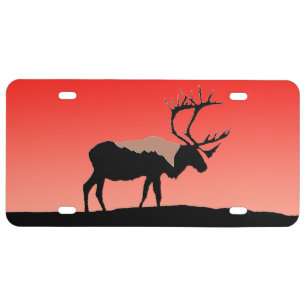 Caribou at Sunset  - Original Wildlife Art License Plate