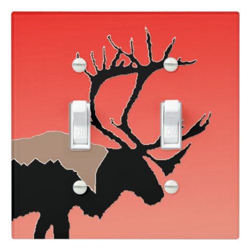 Caribou at Sunset  _ Original Wildlife Art Light Switch Cover