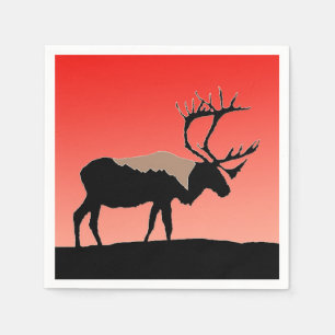 Caribou at Sunset - Original Wildlife Art Napkins