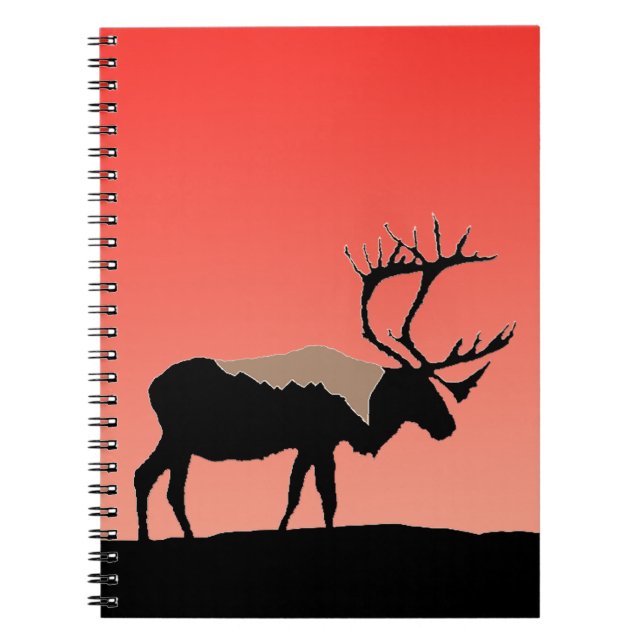 Caribou at Sunset  - Original Wildlife Art Notebook (Front)