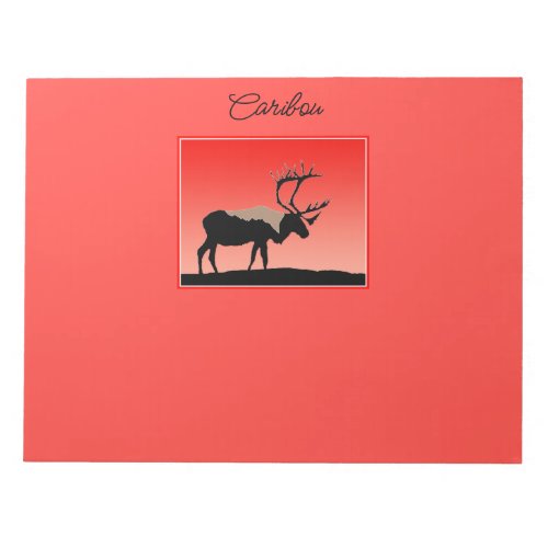 Caribou at Sunset  _ Original Wildlife Art Notepad