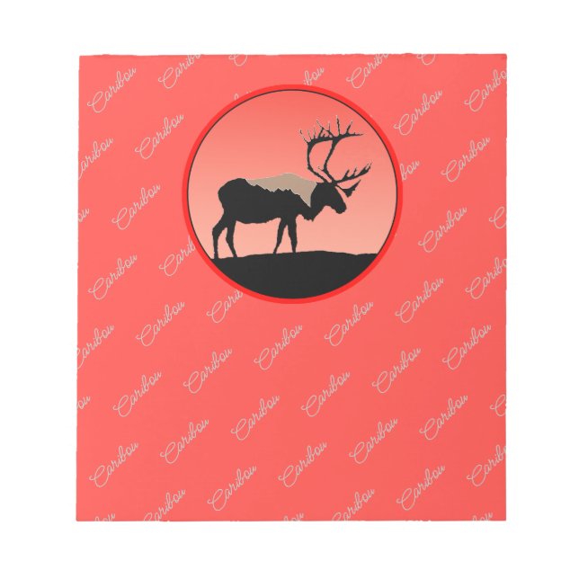 Caribou at Sunset  - Original Wildlife Art Notepad (Front)