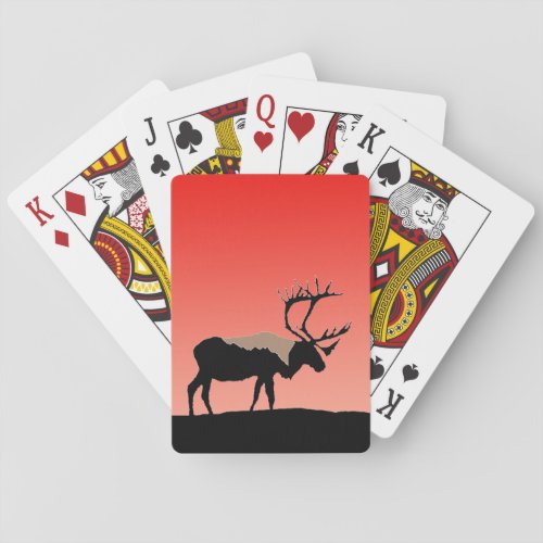 Caribou at Sunset  _ Original Wildlife Art Playing Cards