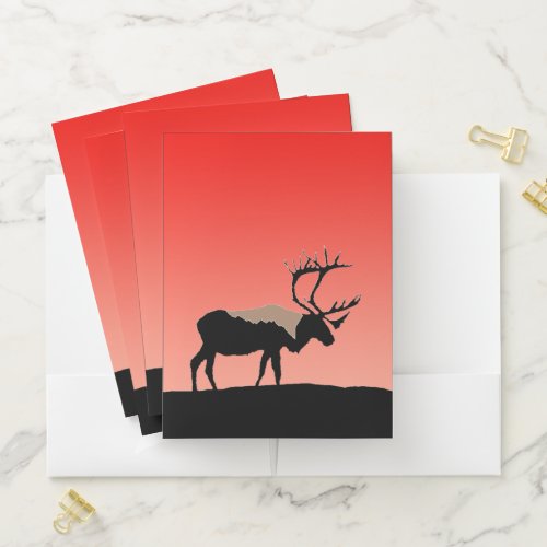 Caribou at Sunset  _ Original Wildlife Art Pocket Folder