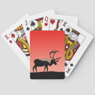 Caribou at Sunset - Original Wildlife Art Poker Cards