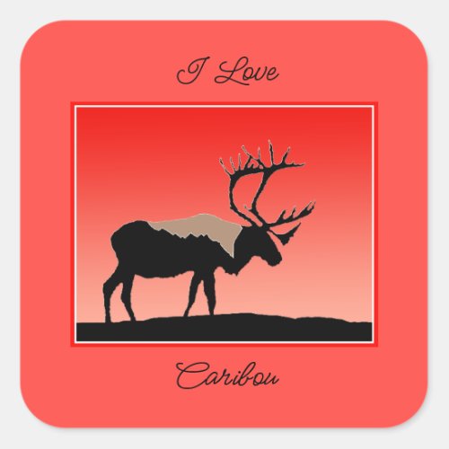 Caribou at Sunset  _ Original Wildlife Art Square Sticker