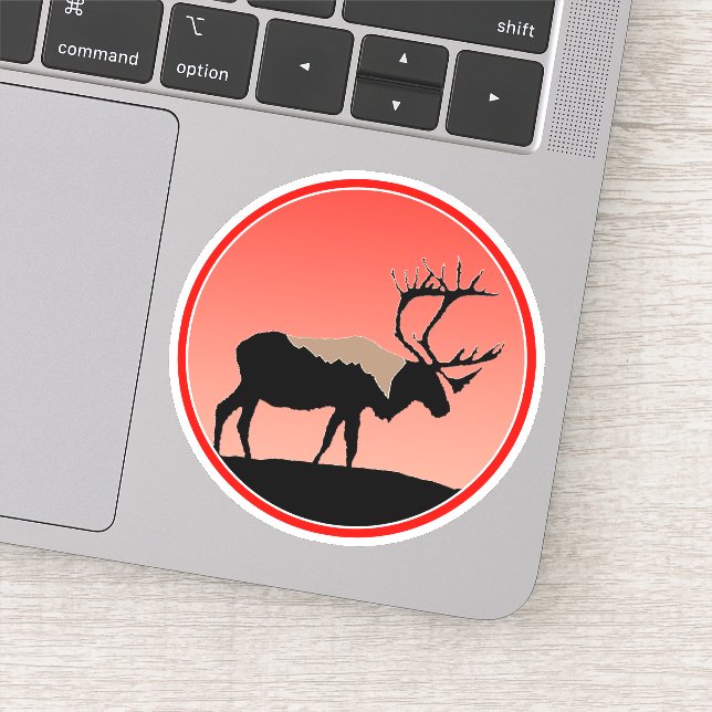 Caribou at Sunset  - Original Wildlife Art Sticker (Detail)