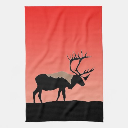 Caribou at Sunset  _ Original Wildlife Art Towel