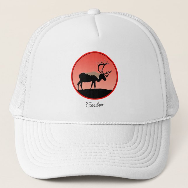 Caribou at Sunset  - Original Wildlife Art Trucker Hat (Front)
