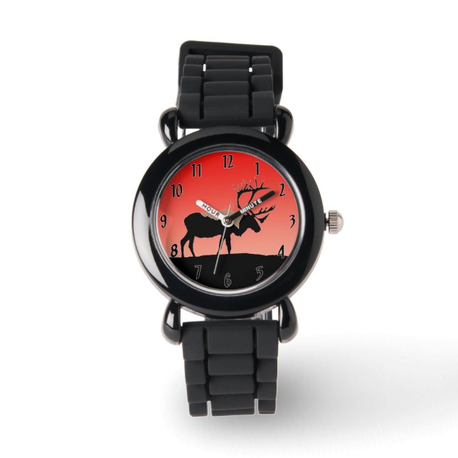 Caribou at Sunset  - Original Wildlife Art Watch (Front)