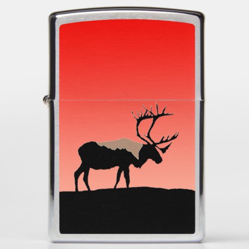 Caribou at Sunset  _ Original Wildlife Art Zippo Lighter
