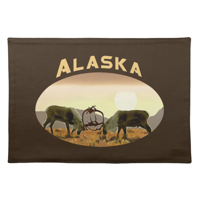 Caribou Duel - Alaska Cloth Placemat (Front)