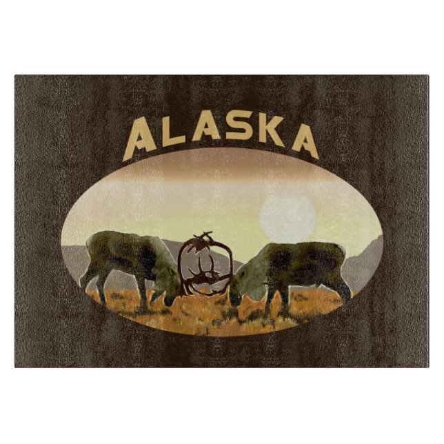 Caribou Duel - Alaska Cutting Board (Front)