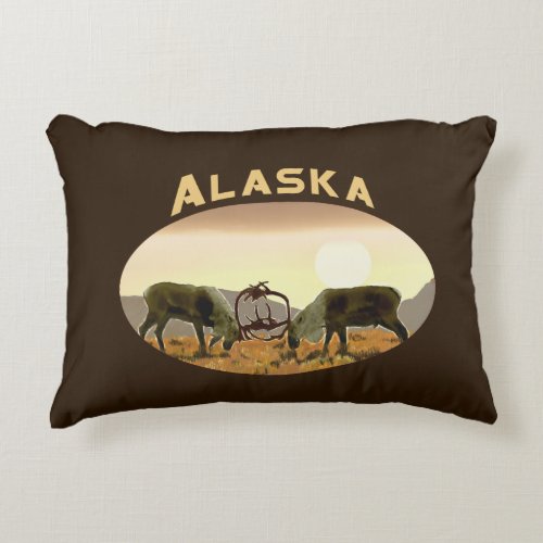 Caribou Duel _ Alaska Decorative Pillow