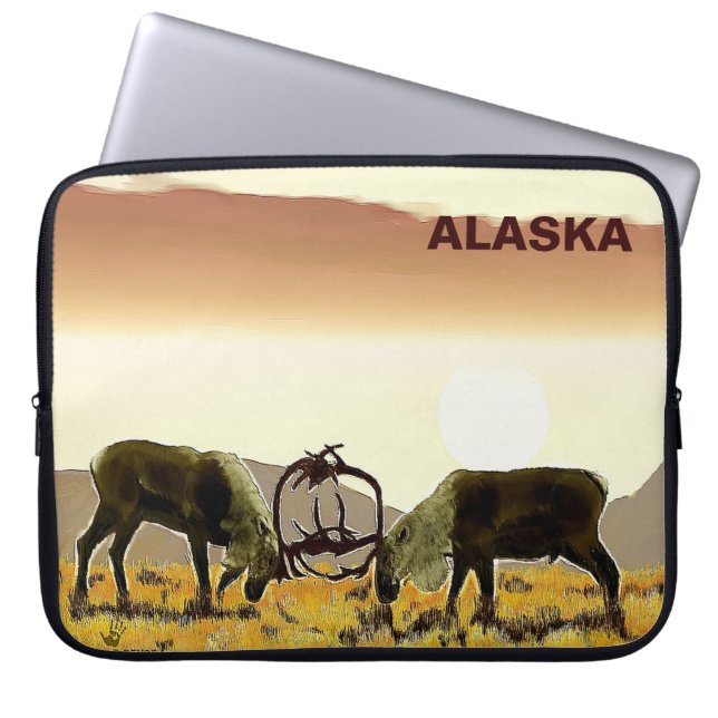 Caribou Duel - Alaska Laptop Sleeve (Front)
