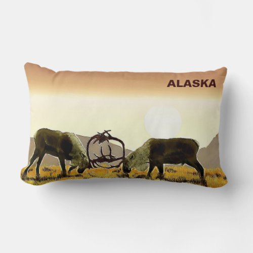 Caribou Duel _ Alaska Lumbar Pillow