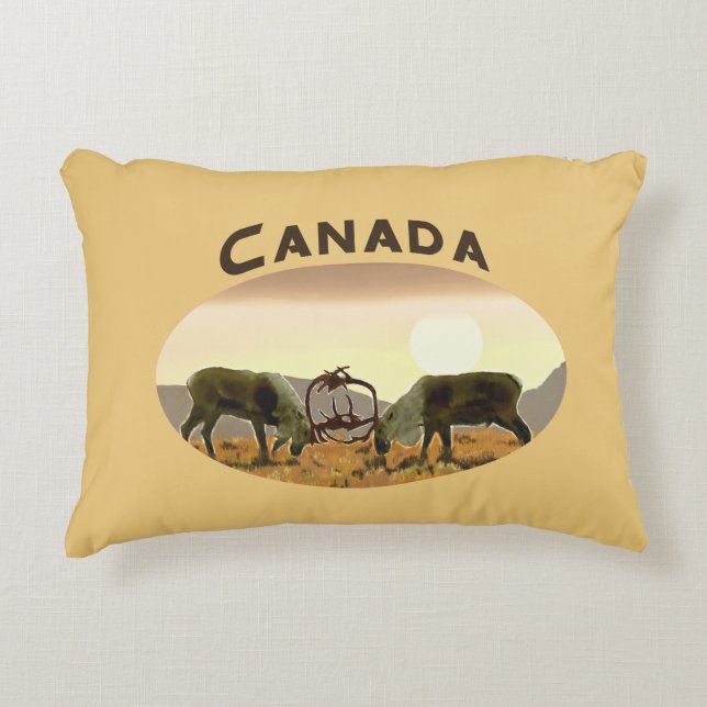 Caribou Duel - Canada Accent Pillow (Front)