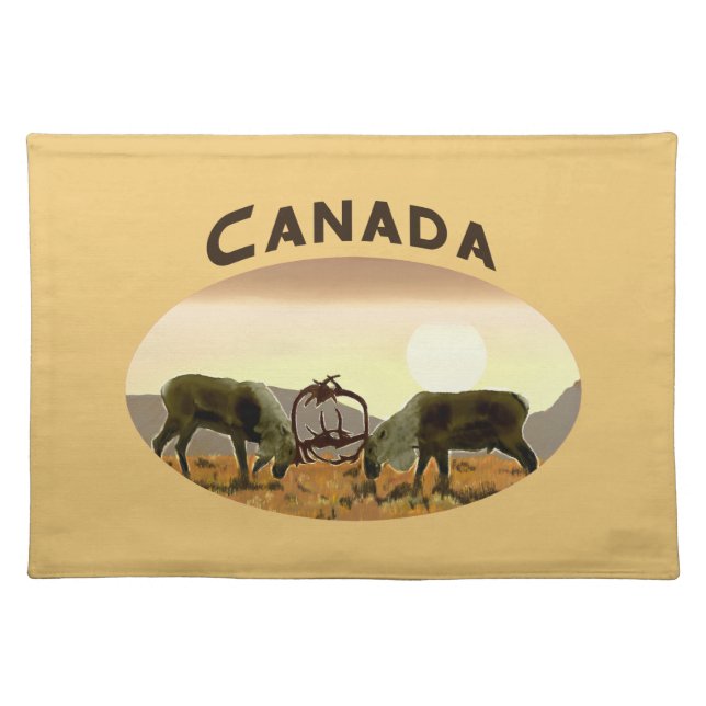 Caribou Duel - Canada Cloth Placemat (Front)