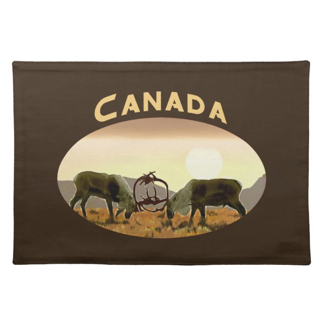 Caribou Duel - Canada Cloth Placemat (Front)