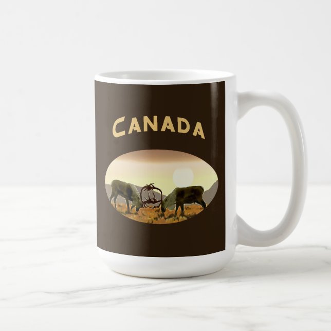 Caribou Duel - Canada Coffee Mug (Right)
