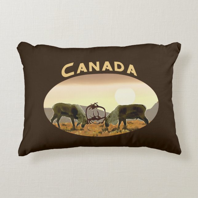 Caribou Duel - Canada Decorative Pillow (Front)