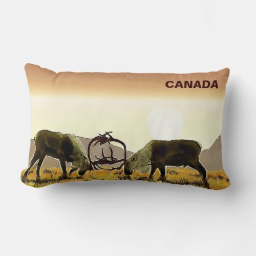 Caribou Duel _ Canada Lumbar Pillow